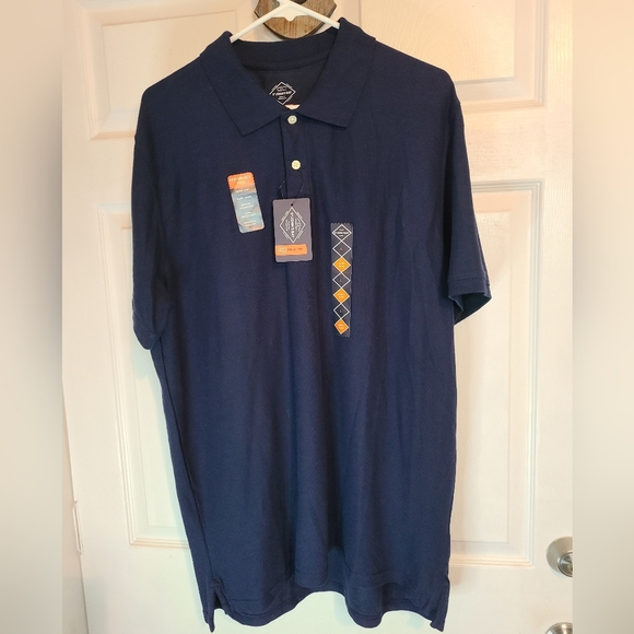(846) St. John's Bay (NWT) Men's Classic Polo Shirt, Size: L Color: Navy Blue - Picture 3 of 8